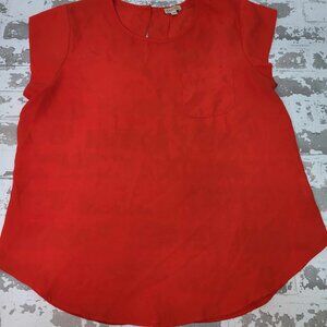 2574 Lily White‎ Women's Red Short Sleeve Blouse Size Large
